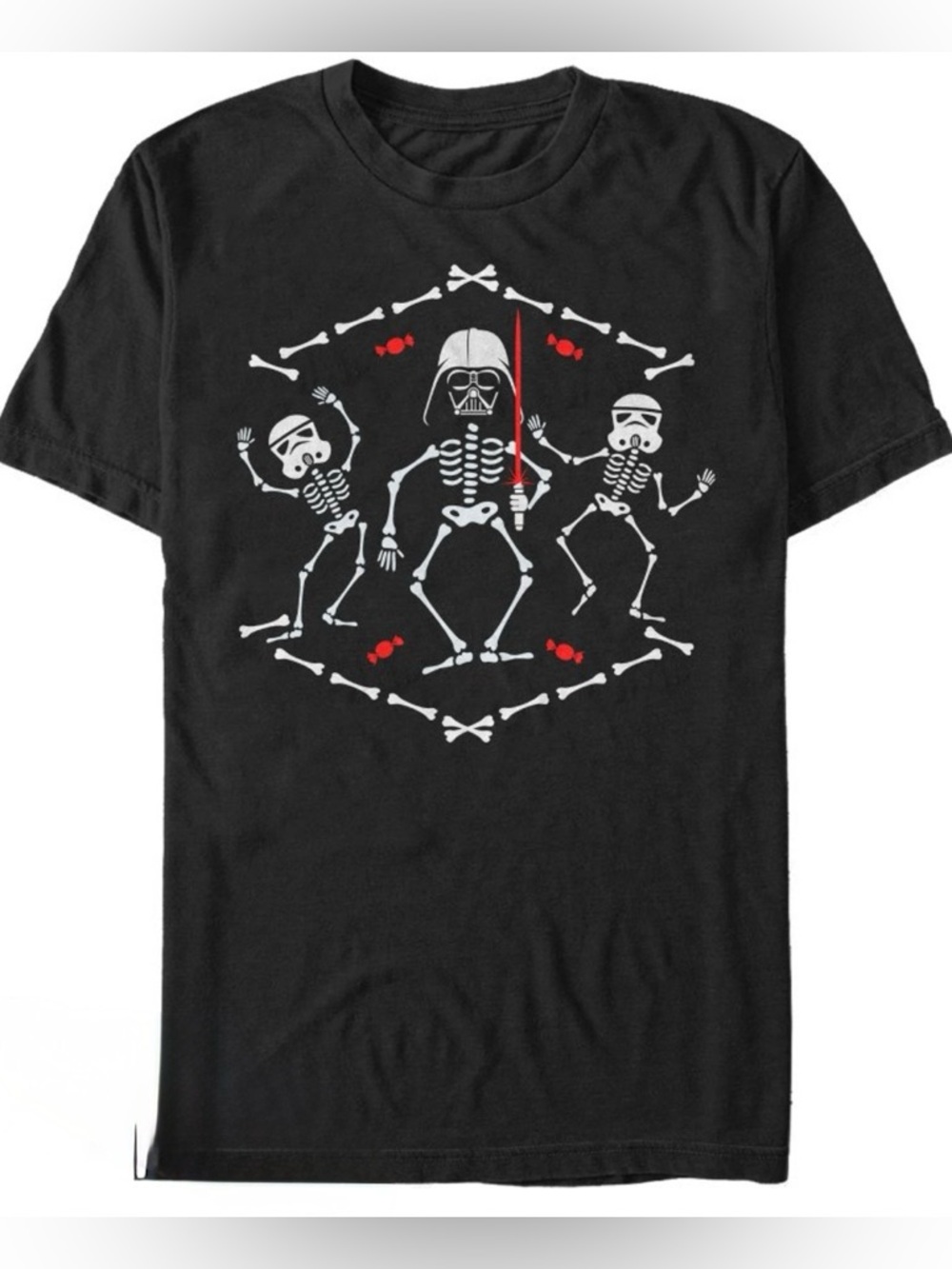 Men’s Halloween Star Wars Vader Skeleton Dance Candy Tshirt Black Large